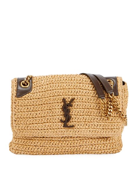 Saint Laurent Niki Medium Flap YSL Shoulder Bag in Raffia